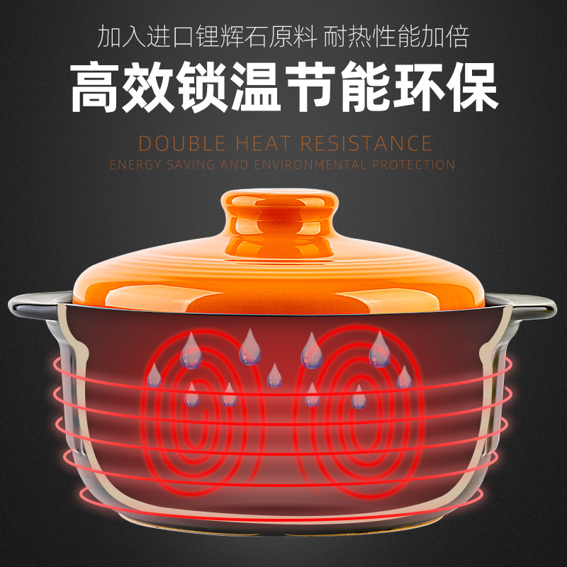 家用煲汤砂锅烘焙精灵明火陶瓷煲熬粥炖锅 大容量砂锅套装 白花汤煲5800ML适合5-8人