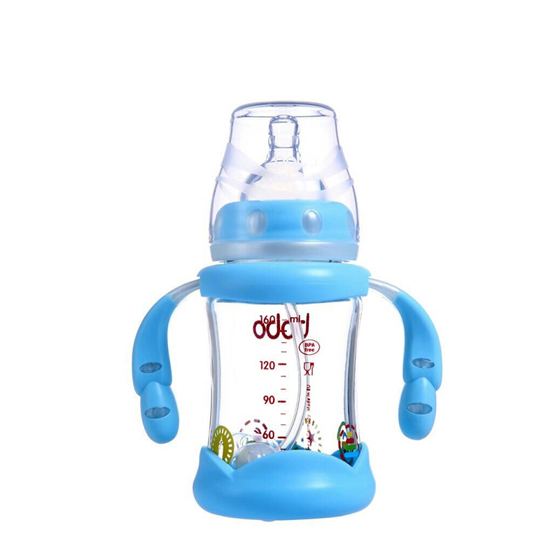 乐儿宝(bobo)防摔玻璃宽口径奶瓶 蓝色160ML 适用12个月以上宝宝