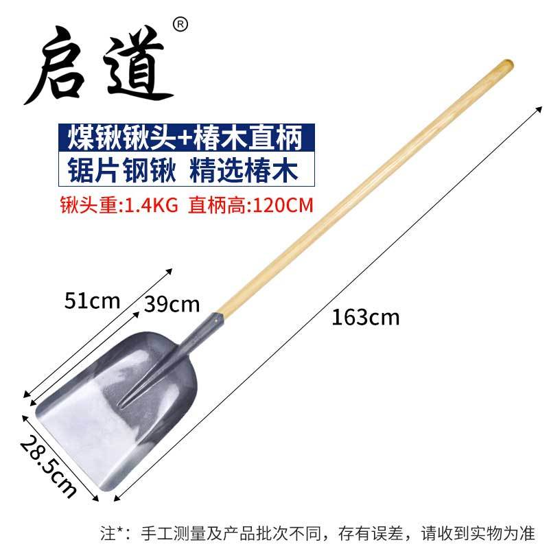 启道全钢加厚大铁锹 挖土种菜种花多功能户外铲子园艺工具 煤锹(带直柄)