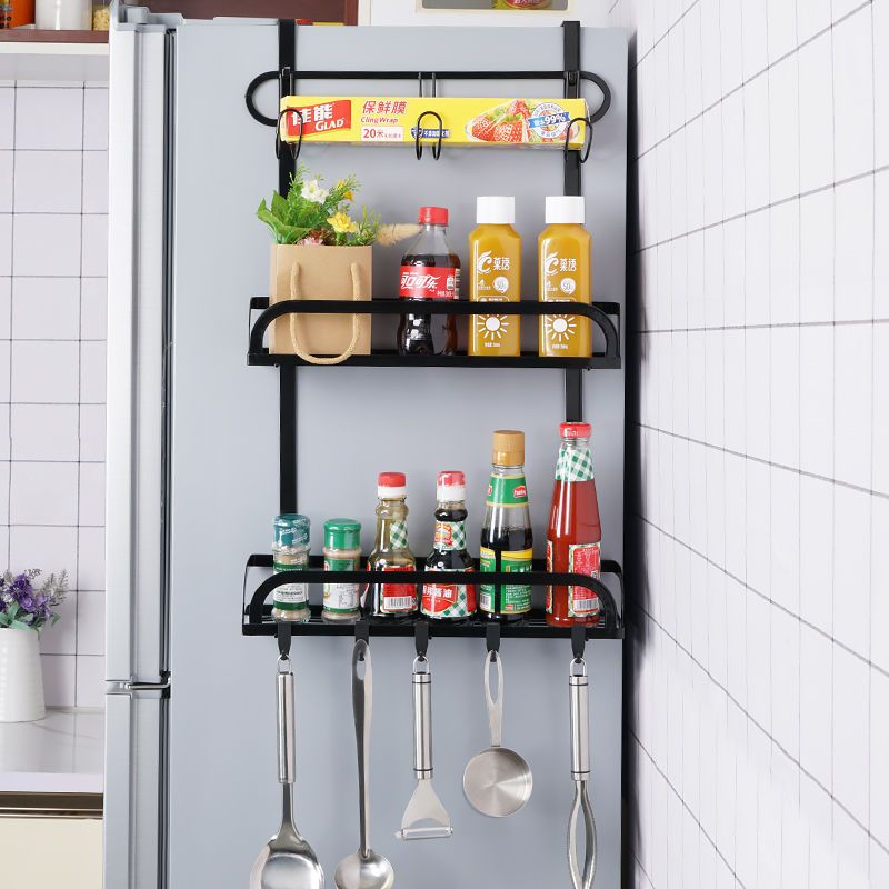 冰箱挂架侧壁挂架挂件侧边调味料品架侧面厨房置物架保鲜袋收纳架黑色