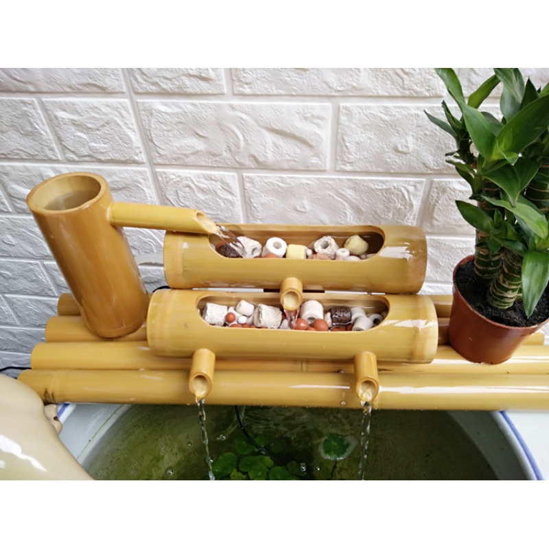 竹子流水器循环别墅庭院造景摆件陶瓷石鱼缸水池加湿过滤器 三维工匠 长度50cm不带缸高清大图