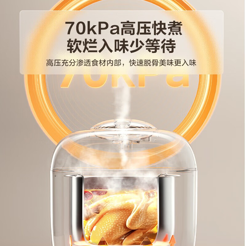 苏泊尔电压力锅2L双胆陶晶内胆微电脑预约手动排气1-2人适用底盘加热肉类排骨专用高清大图