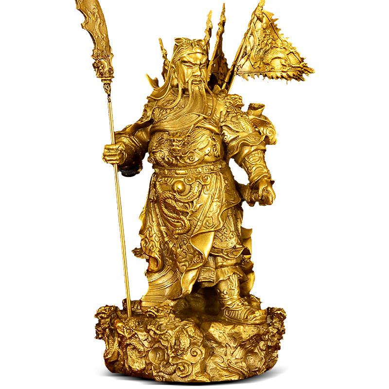 家柏饰(CORATED)铜关公摆件铜像武财爷神佛像大号九龙关公关羽客厅摆件工艺品高清大图
