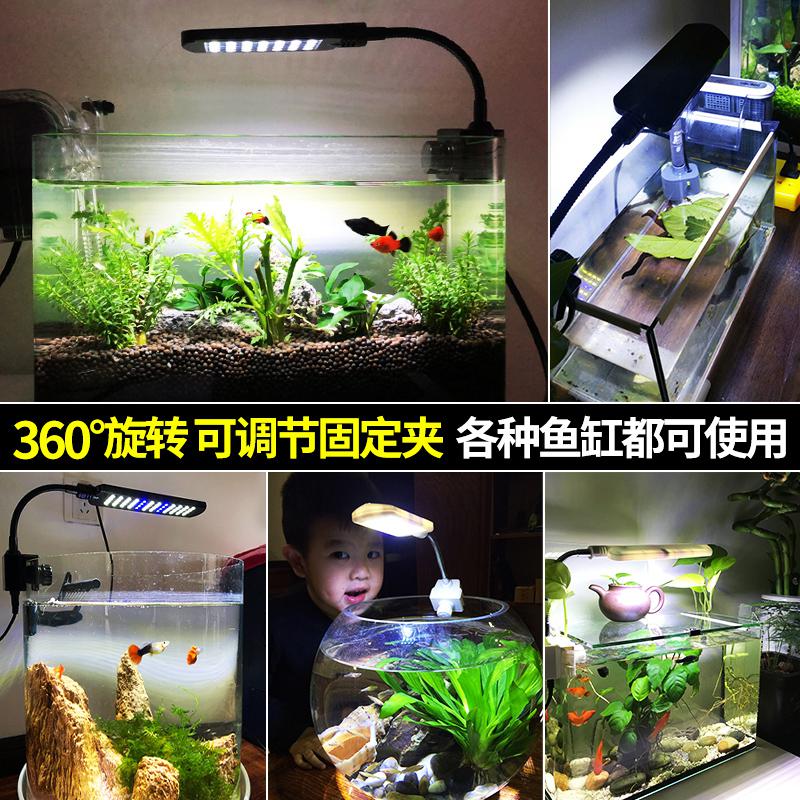 鱼缸夹灯水族箱缸海水LED照明灯迷你乌龟缸灯led全光谱水架灯高清大图