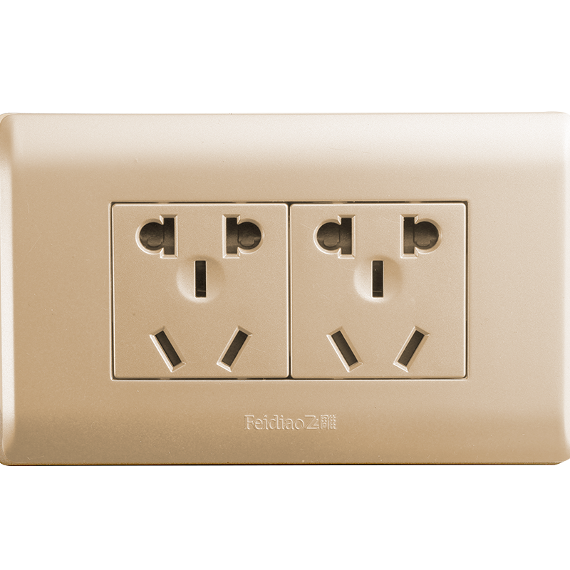 飞雕(feidiao)86型五孔插座家用面板墙式多孔大板墙壁电源插 视频