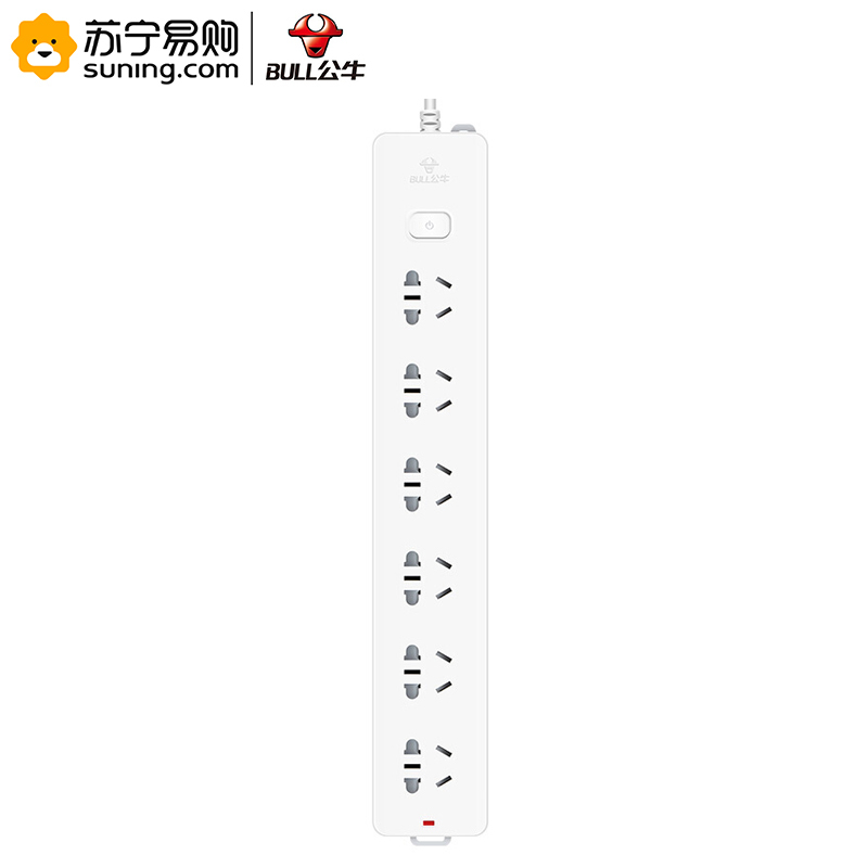 公牛 107插座 接线板 6位总控 全长3米 单个装