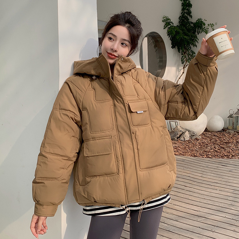 2024新款网红学生连帽棉服女韩版小个子棉衣冬季大码面包服短外套