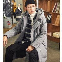 【1折价132.9元】唐狮冬季新款羽绒服中长款男韩版连帽加厚外套潮
