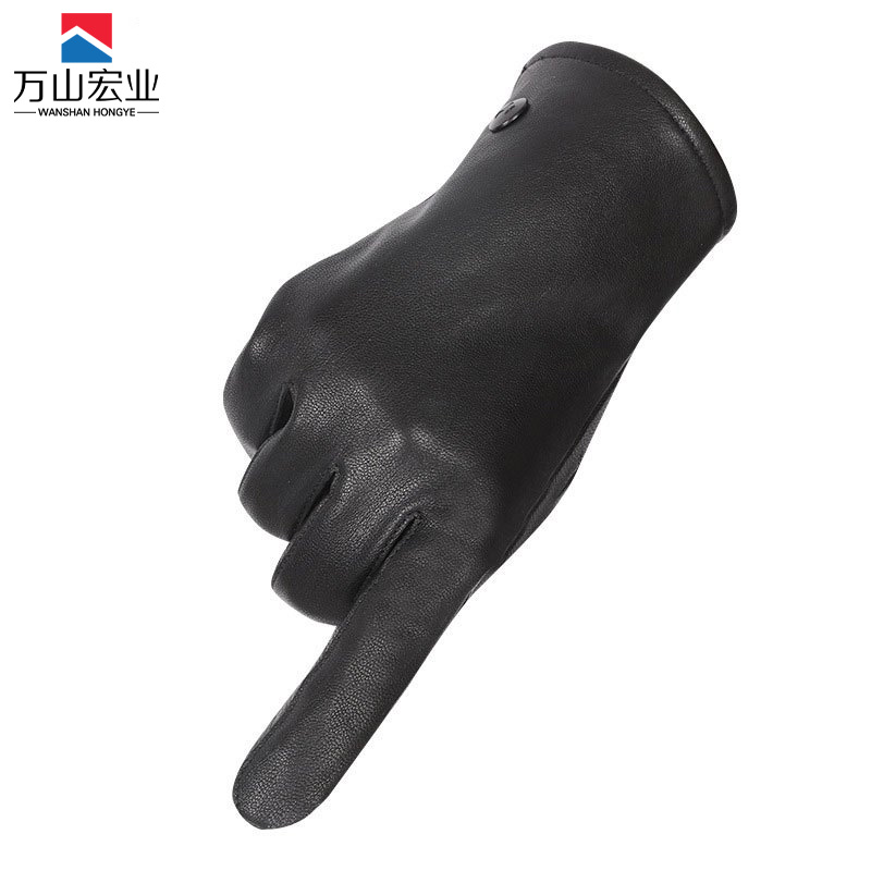 万山宏业 触屏加绒女士羊皮手套WD18T/副高清大图