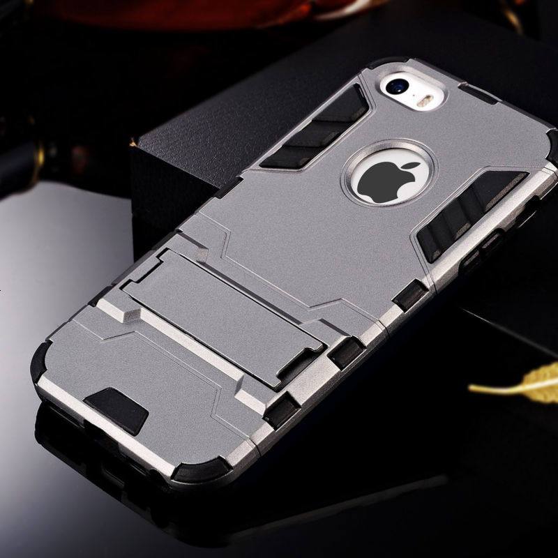 适用5c手机壳5s硅胶摔支架iphone5创意金刚se套钢铁侠铠甲黑男