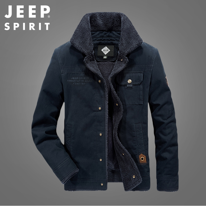JEEP SPIRIT吉普男士棉衣保暖棉衣男士外套棉服男装加厚加绒棉袄男中青年工装夹克