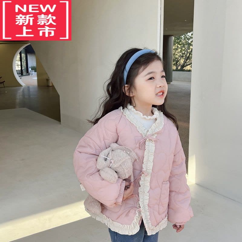 可莉允女童加绒棉服2022冬季新款儿童甜美外套宝宝加厚保暖上衣潮图片