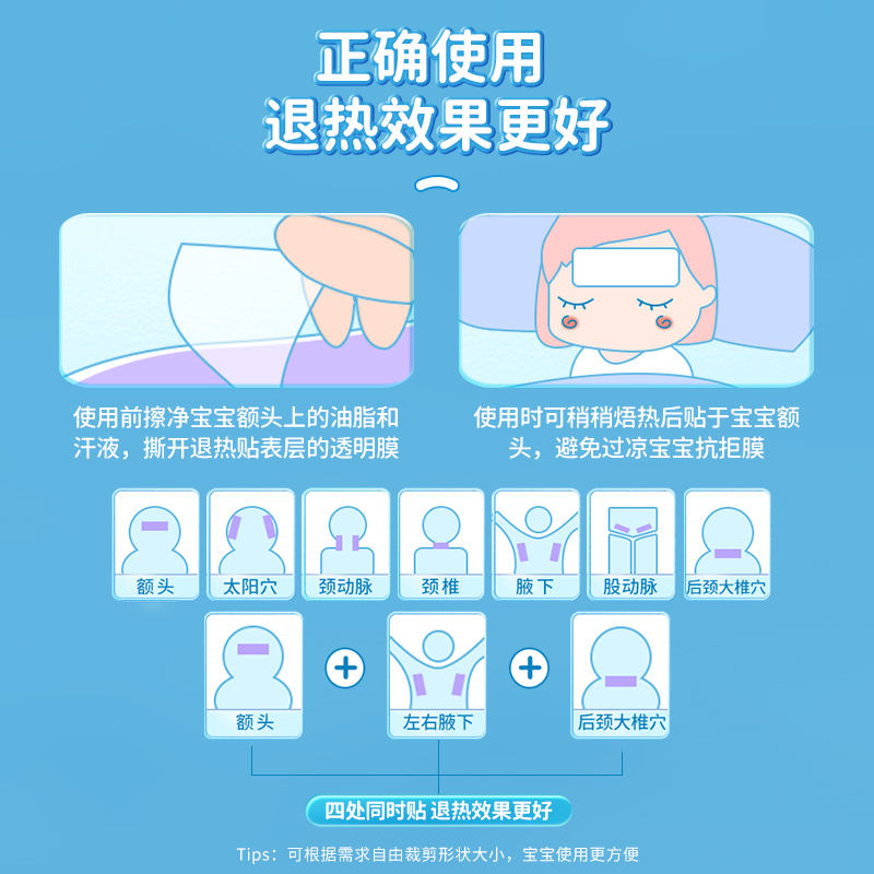 可孚儿童退热贴医用婴幼儿退烧贴成人发烧物理降温冰贴小孩冷敷贴高清大图