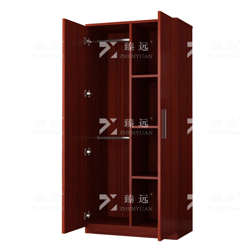 臻远ZY4022346简约木质衣柜衣服收纳柜 柚木色双门