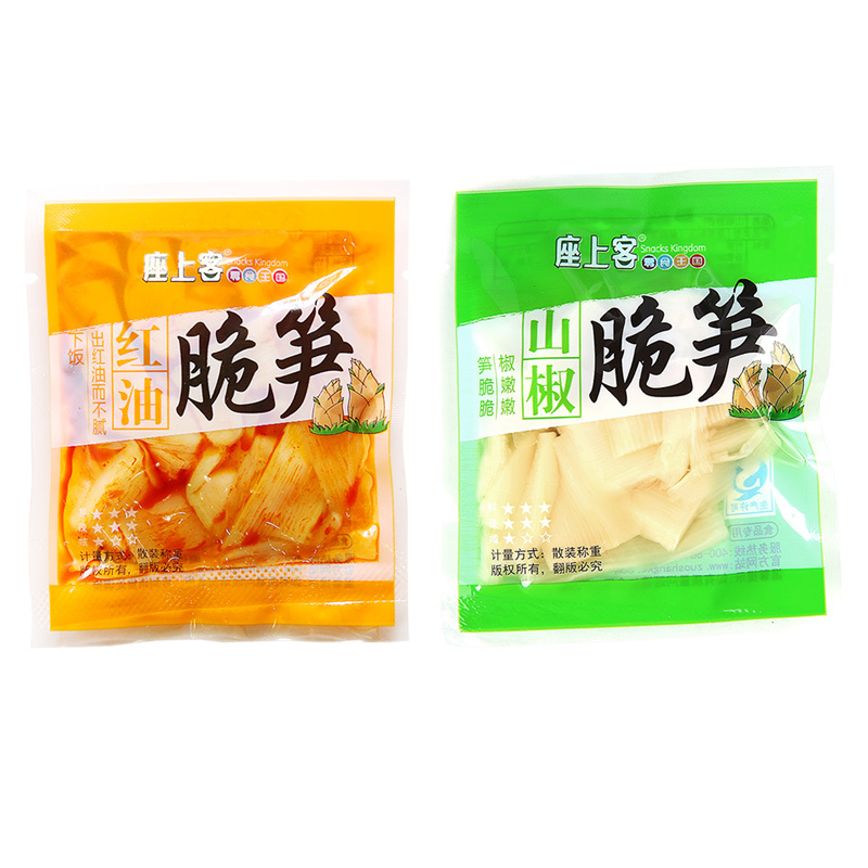[座上客 山椒脆笋11小袋*2]下饭菜山椒脆笋泡椒竹笋尖麻辣约370g*2