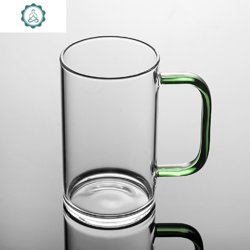 封后 05绿色带把玻璃杯400ml大号