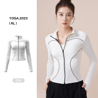 蜜桃线感运动外套显瘦休闲修身瑜伽外套反光夜跑骑行服 S 白色