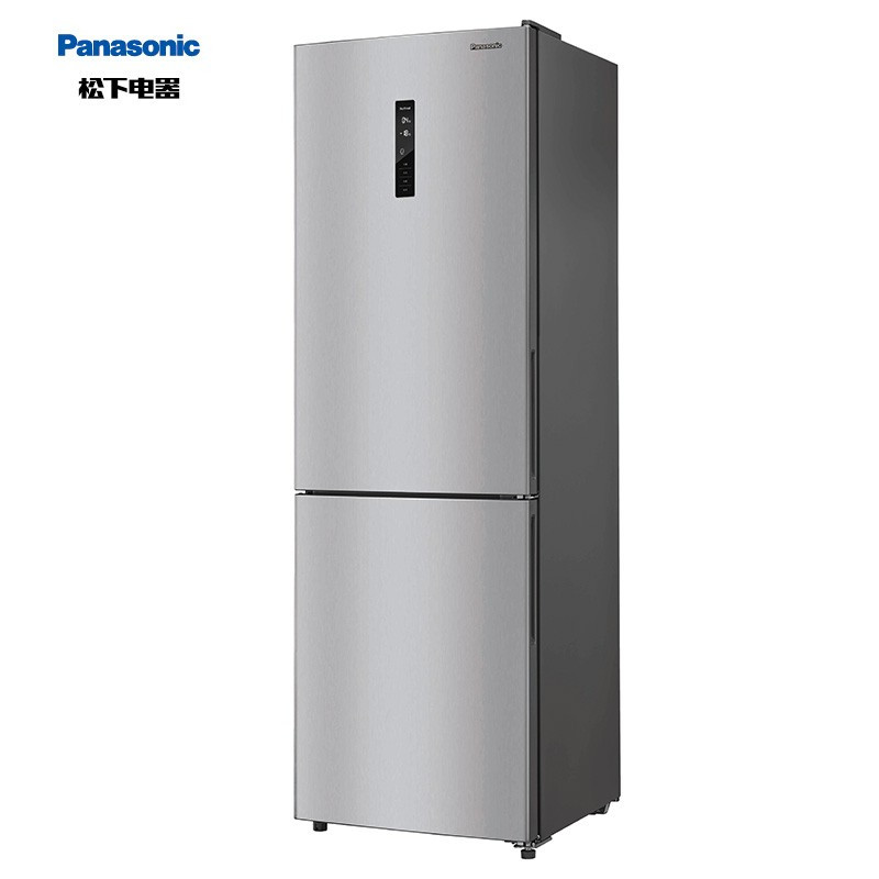 松下(Panasonic)307升全风冷无霜家用双门小冰箱 电脑控制 LED显示屏 钛钢银 NR-E29WS1-S