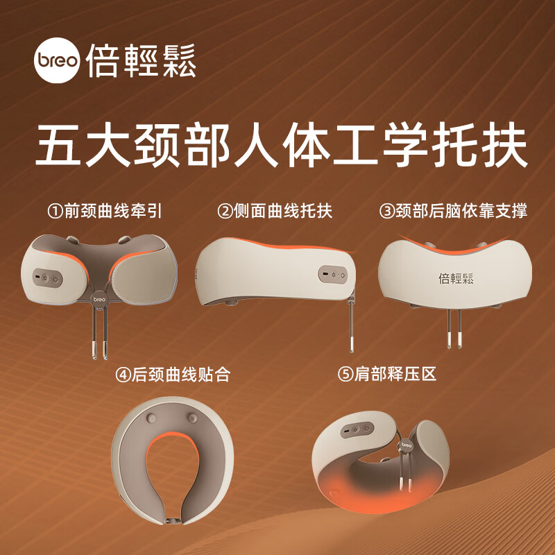 倍轻松(breo)颈椎按摩器颈部按摩仪揉捏热敷经络U型午休C1多功能枕[单位:个]高清大图