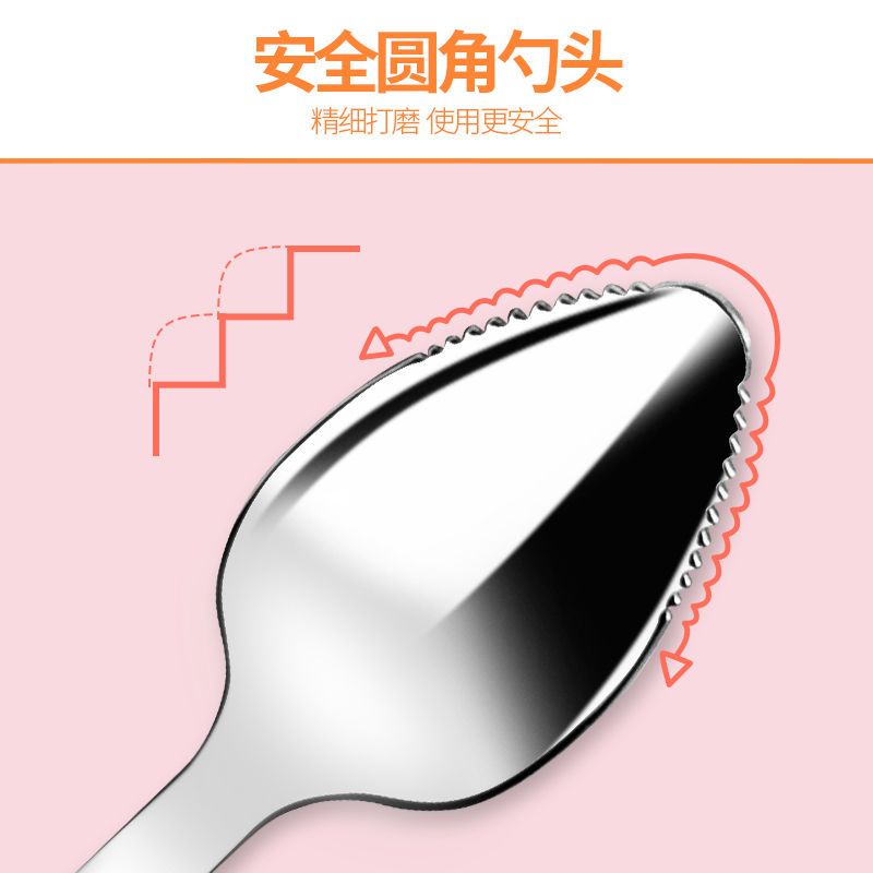 不锈钢单头刮泥勺 +收纳盒 婴儿米糊勺保温碗双头刮苹果泥勺子宝宝辅食工具吃水果泥刮勺神器