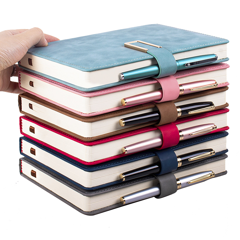 [补贴10%]笔记本子加厚带扣皮质记事本商务人士简约大学生a5会议记录本文艺精致复古日记本办公用超厚工作厚本子皮面高清大图