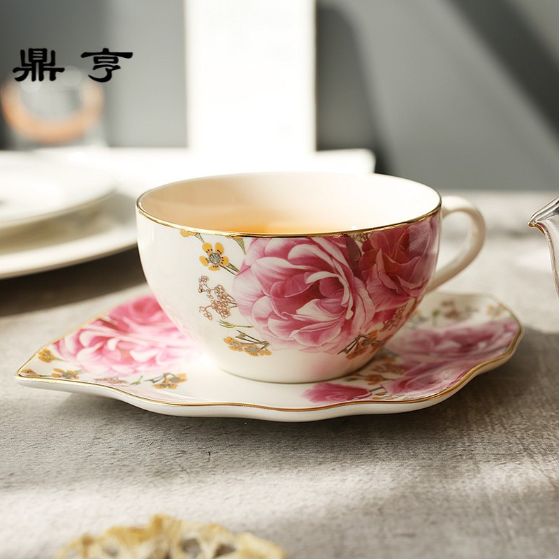 鼎亨单人茶具 下午红茶杯碟套装 陶瓷玻璃花茶茶具 欧式创意咖啡