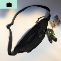 日系潮牌胸包男士运动休闲腰包潮流斜挎包男生挎包黑色单肩小背包NEWLAKE 黑色+恐龙挂件003