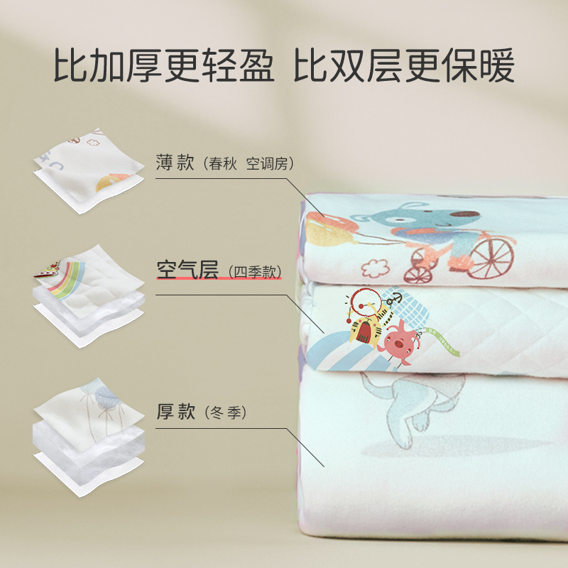 欧孕新款婴儿睡袋春秋薄棉款纯棉空气层儿童分腿睡袋四季通用款