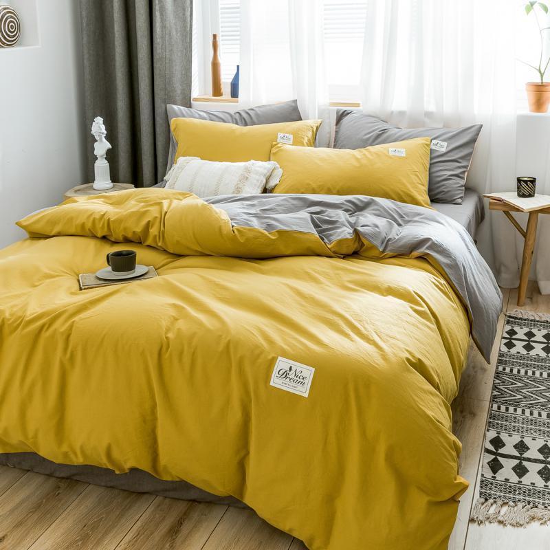 水洗棉全棉四件套纯棉床上用品被套单人床笠床单三件套北欧少女心_194高清大图