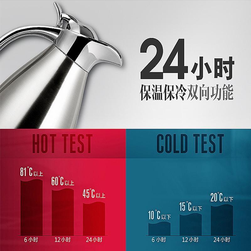 不锈钢304欧仕保温壶家用热水瓶欧式保温瓶保温水壶暖壶2l