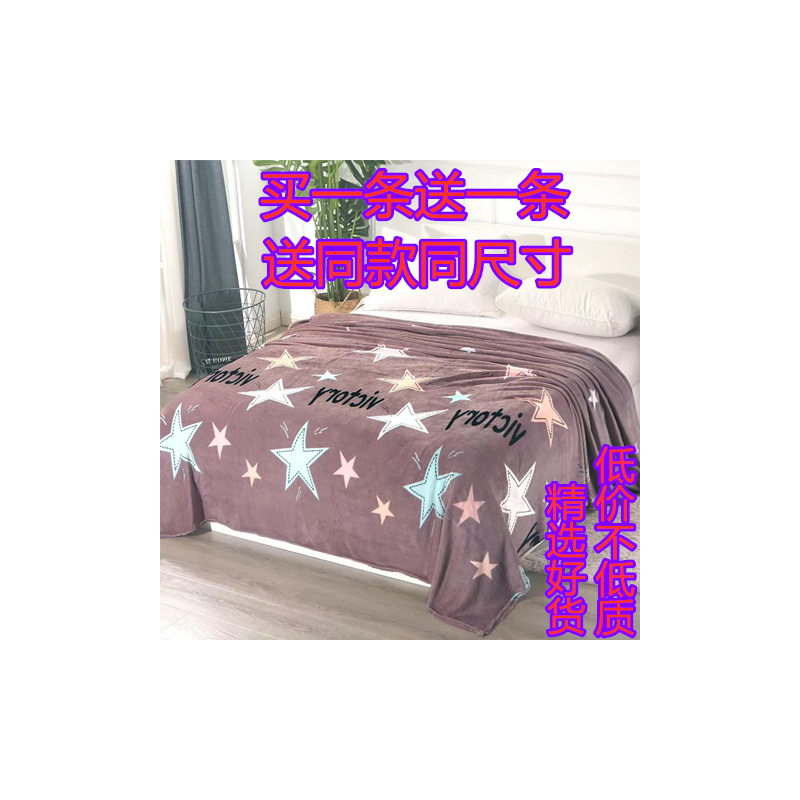 冬季加厚加密法兰绒柔盖毯绒毯床单单双人学生宿舍毯子可定制]