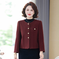 妈妈装秋装外套女洋气中老年婆婆装大码宽松女装长袖中年秋装衣服 XL(建议95-110斤） 红咖色外套