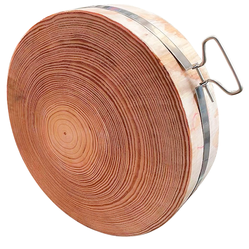 瓦图（WATU）圆形松木菜板 酒店食堂饭店剁骨切菜整木菜墩 加厚特大号砧板加钢圈高清大图