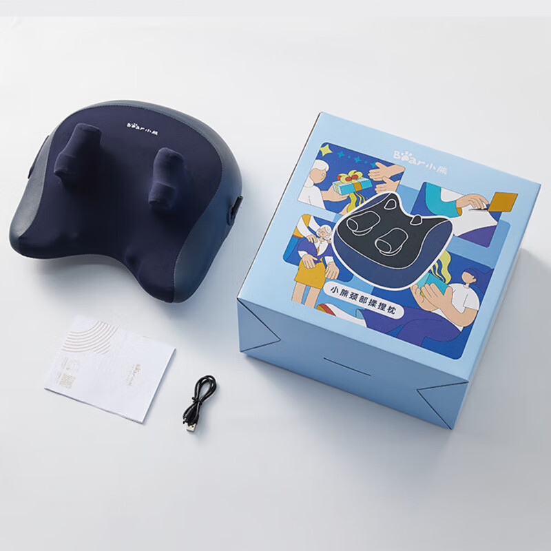 小熊(Bear)腰部 颈椎按摩器 腰部肩颈按摩仪 热敷便携按摩枕 按摩腰靠垫 AMQ-H19W6