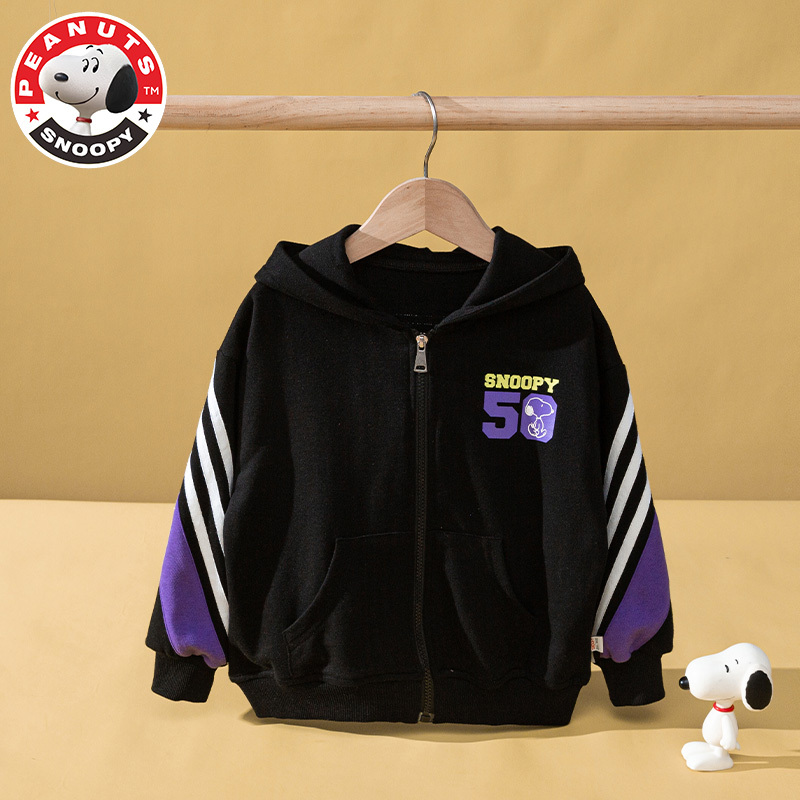 史努比(SNOOPY)新款儿童套装韩版撞色拼接休闲运动套装SXM070