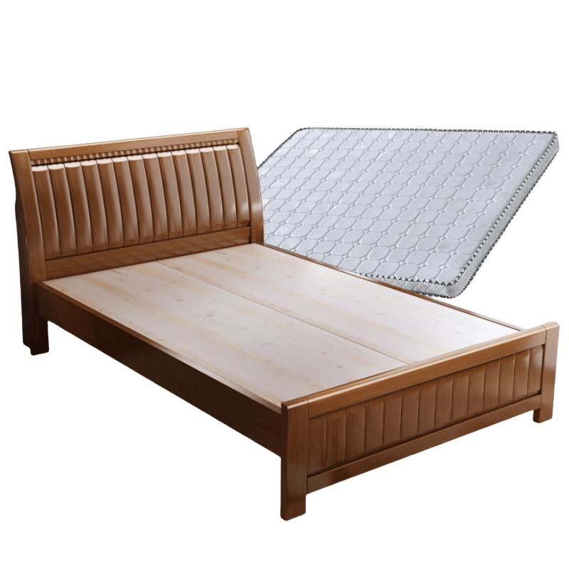 鑫木樽实木床1.2m+床垫套高清大图