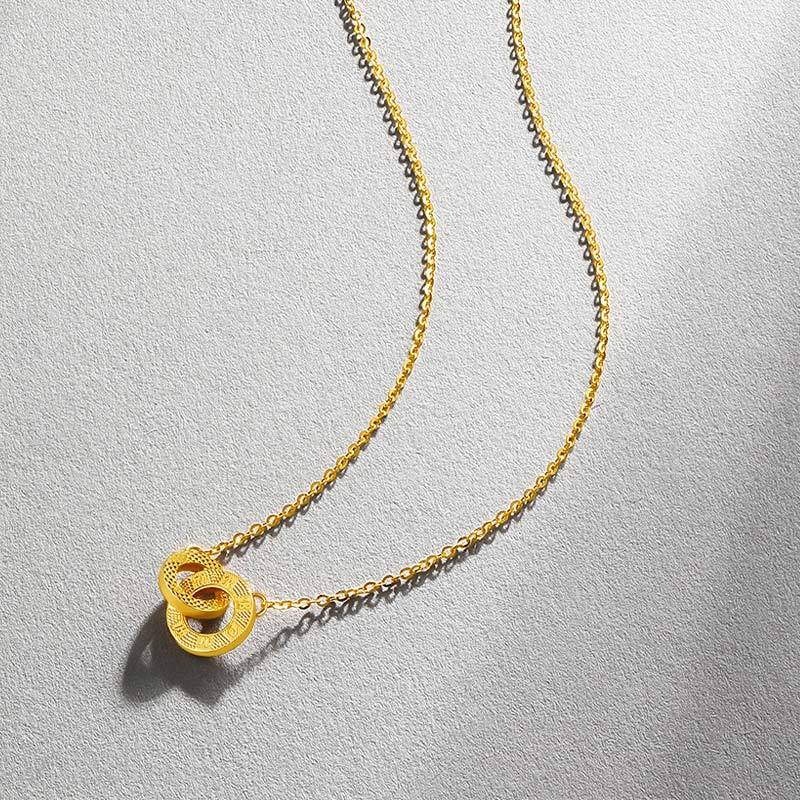 周六福黄金项链女款计价圆环双扣链坠5g金百搭足金套链无极金a0610116