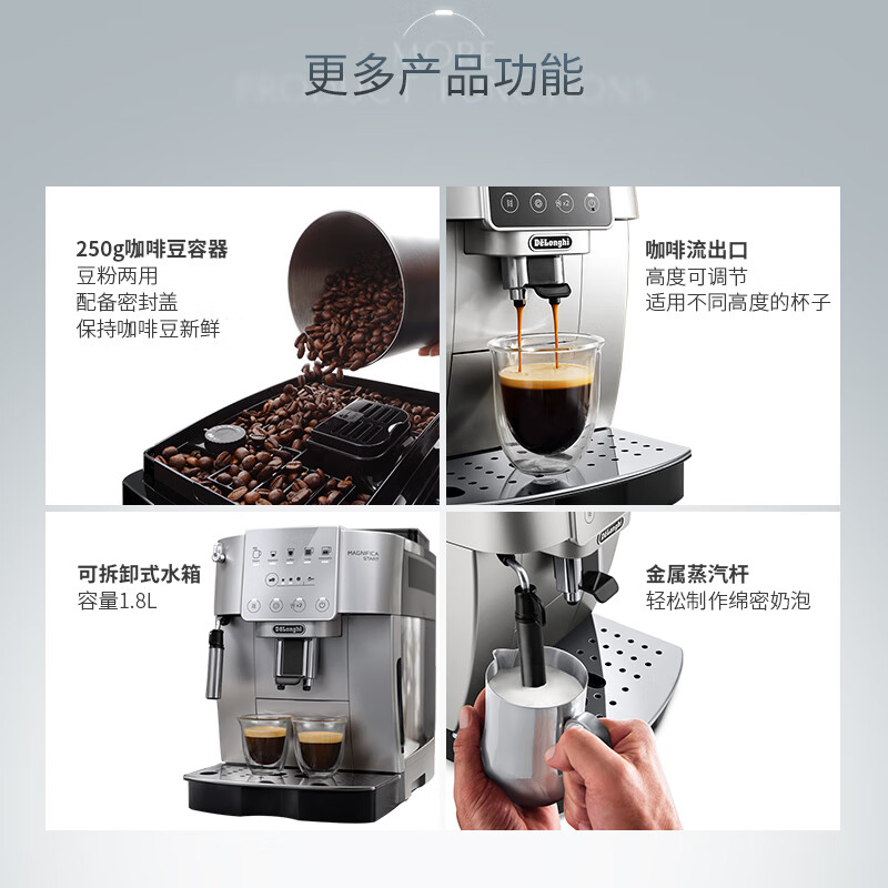 德龙(Delonghi)咖啡机家用全自动咖啡机原装进口意式现磨美式手动打奶泡 S3 Plus高清大图