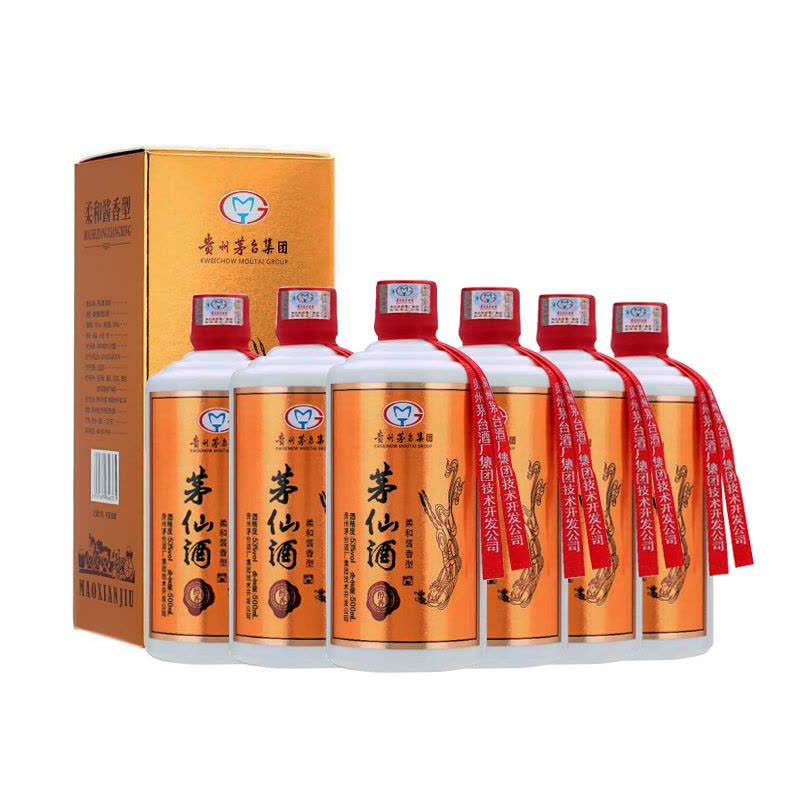 茅台茅仙酒醇香53度柔和酱香型白酒500ml/盒*6 整箱装【价格图片品牌