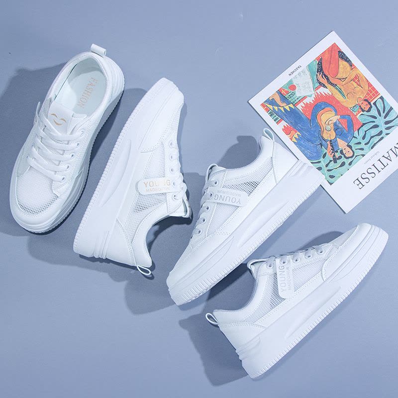 枫述小白鞋女2021夏季春新款百搭学生透气网面白鞋ins潮休闲板鞋女鞋图片