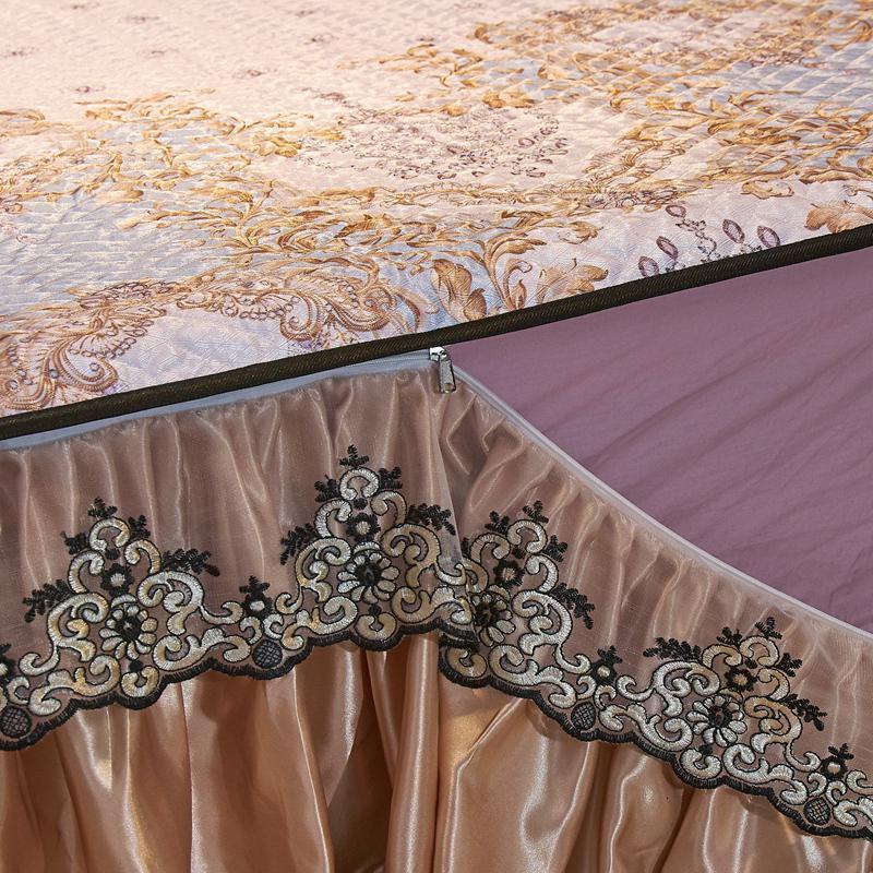 家柏饰(CORATED)夏季加厚床裙款冰丝凉席三件套可拆洗防滑夹棉床套罩式空调软席子高清大图