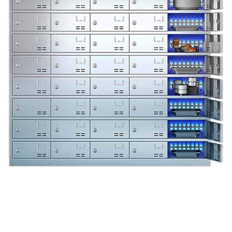 DXBG不锈钢员工食堂消毒碗柜餐厅紫外线高温餐具柜多格饭盒储物柜50门餐盘柜 紫外线消毒高温热风循环高清大图