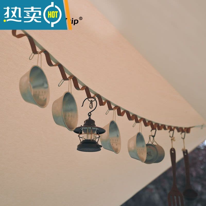 敬平户外露营挂物绳天幕旅行便携式晾衣绳挂绳子野营固定车内酒店挂钩 深卡其布色图片