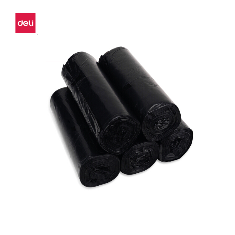 得力 50×60cm办公生活大号垃圾袋 5卷150只 黑色 33071