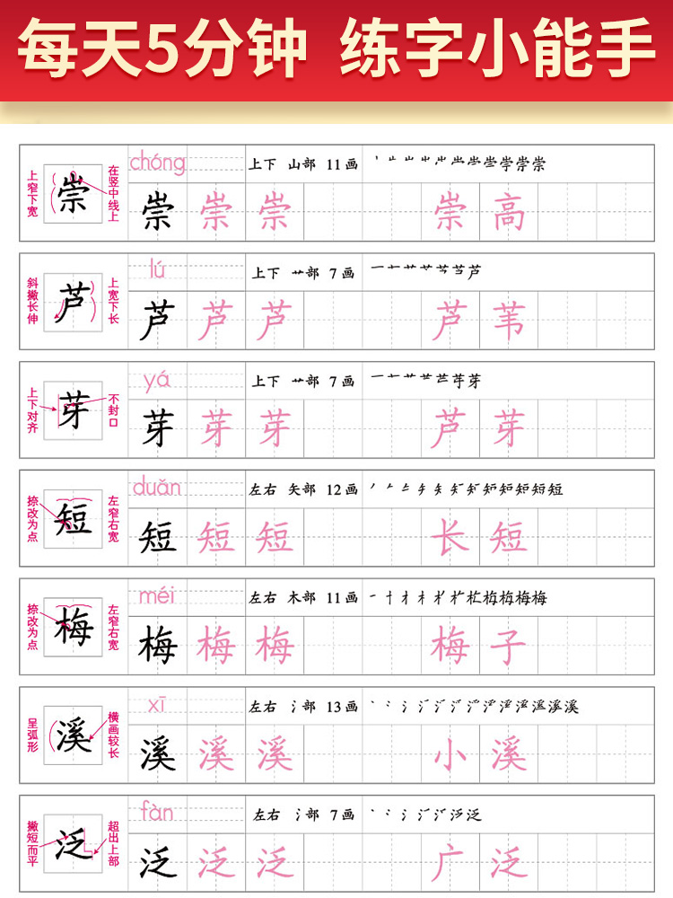 [四年级下]语文+英语 [正版]小学学霸写字课一二三四五六年级上册下册语文英语人教版 pass绿卡图书123456学霸同高清大图