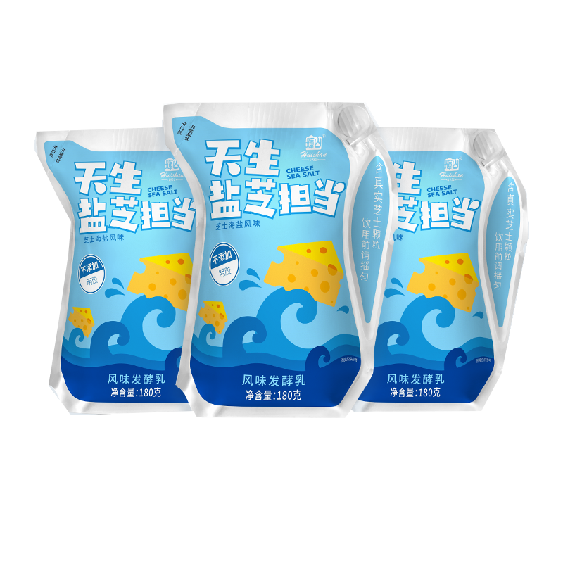 越秀辉山爱克林包装盐芝担当芝士海盐味酸奶整箱180g11袋辉山huishan