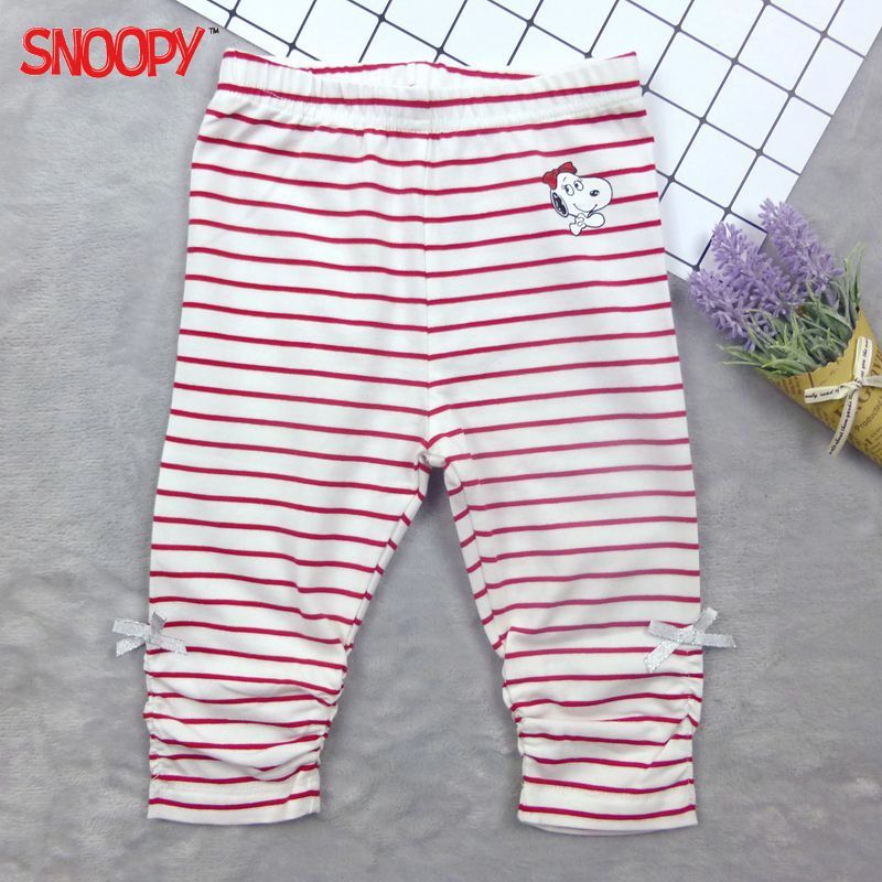 史努比(SNOOPY)童装正品女童打底裤夏季薄款氨棉3-12岁宝宝七分裤洋气女孩条纹短裤外穿中小童裤子90-140cm