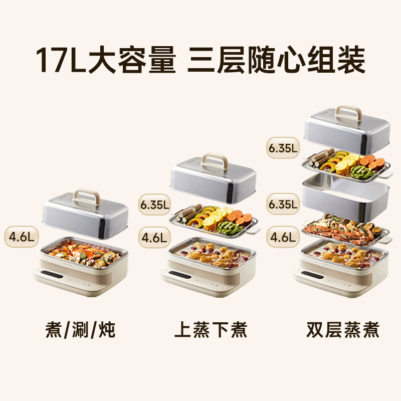 小熊电蒸锅电蒸笼小型早餐机双层大容量多功能可定时煮蛋器家用高清大图