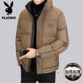 花花公子新款高品质冬季新款户外防寒服三防连帽加厚羽绒棉时尚男装夹克外套_548 2XL 咖啡色