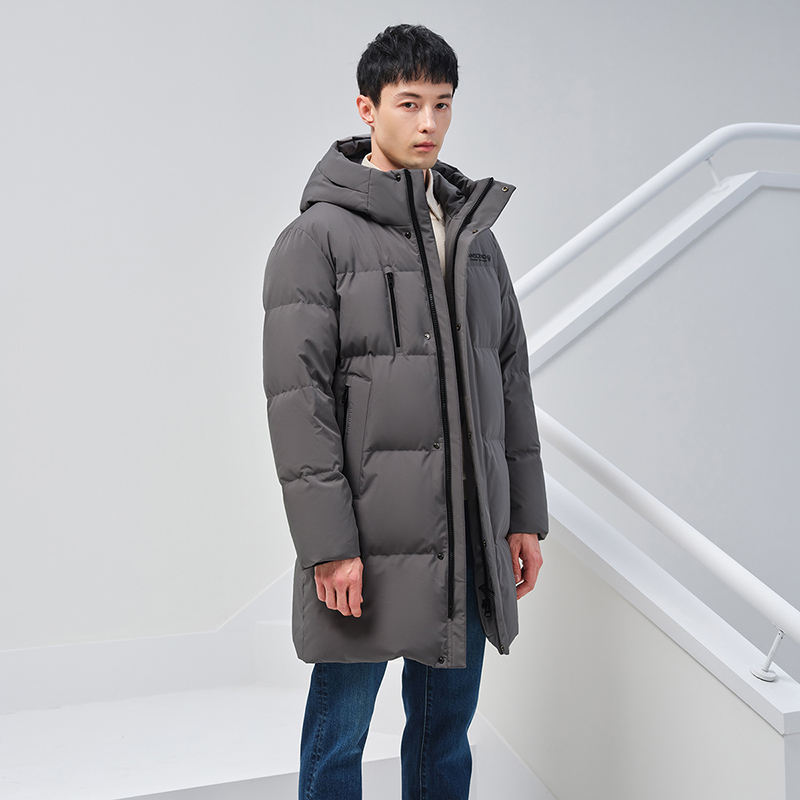 [商场同款]2022新款羽绒服男中长款连帽简约休闲加厚外套TA331659